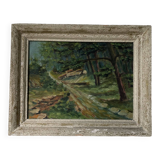 Peinture à huile balade en forêt Bailly