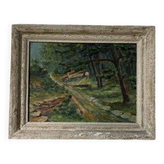 Peinture à huile balade en forêt Bailly