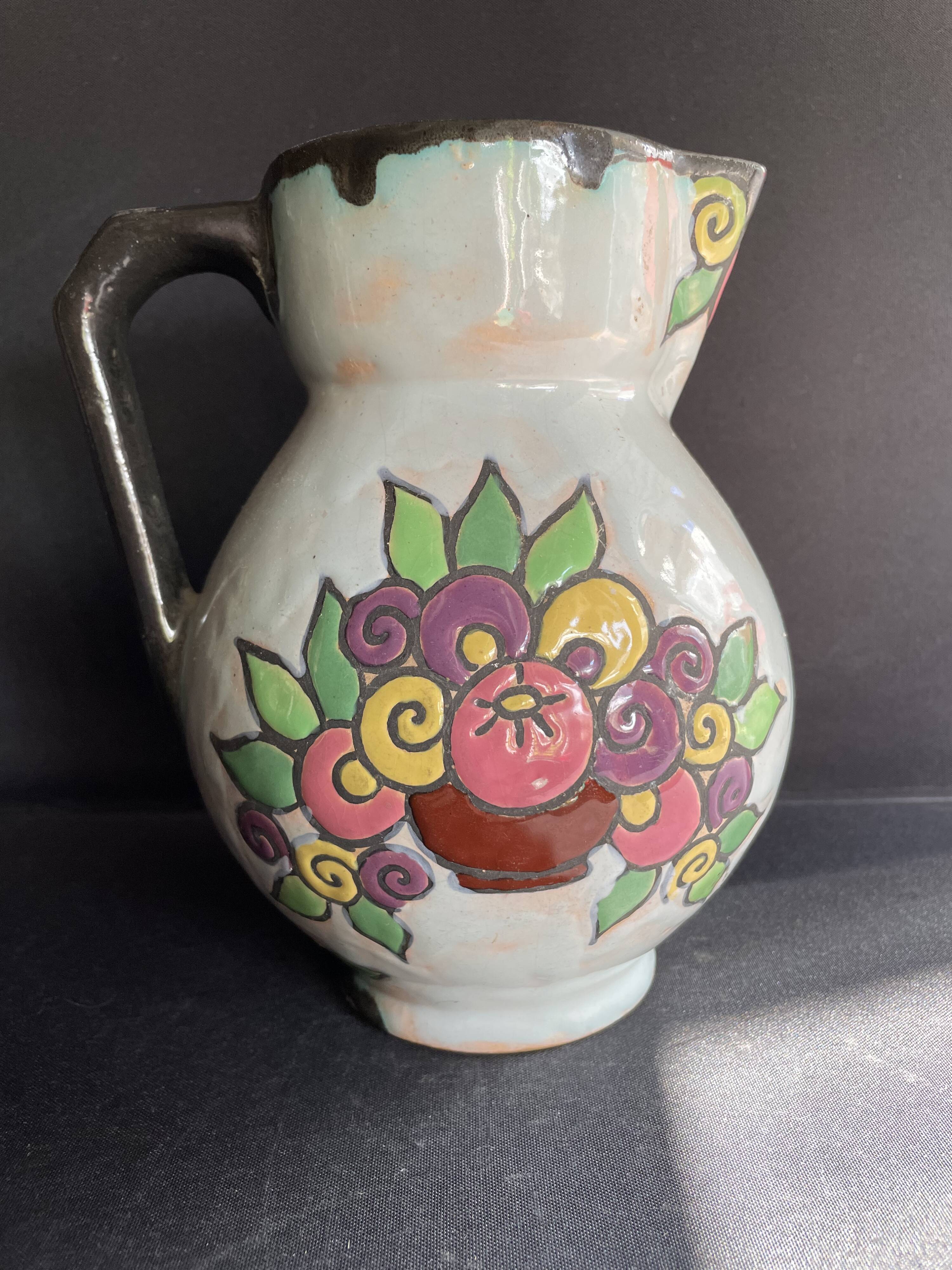 Enamelled jug – Desvres earthenware – Henri Delcourt (1872-1963)