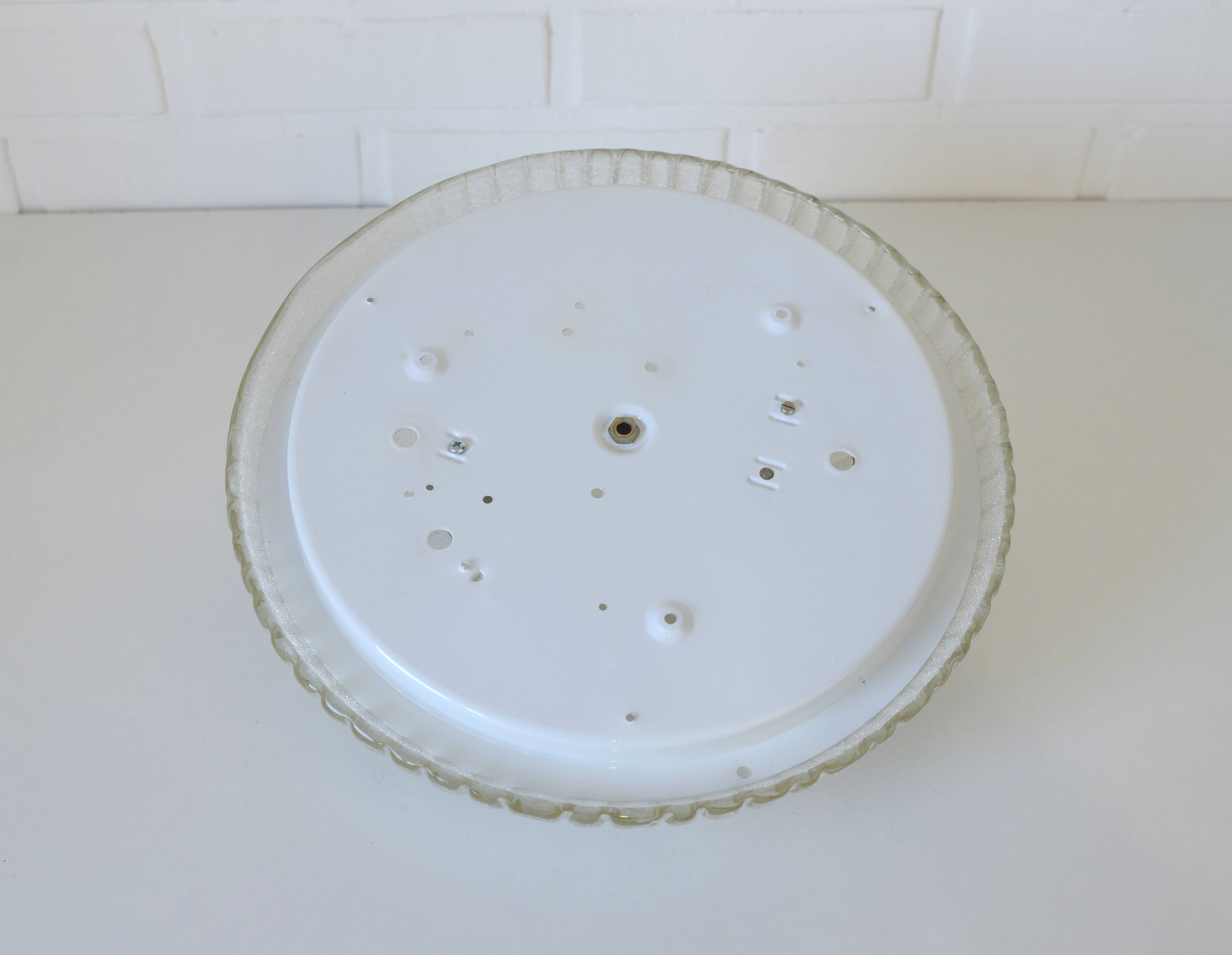 Applique murale vintage en verre soufflé à la main : plafonnier encastré style années 50