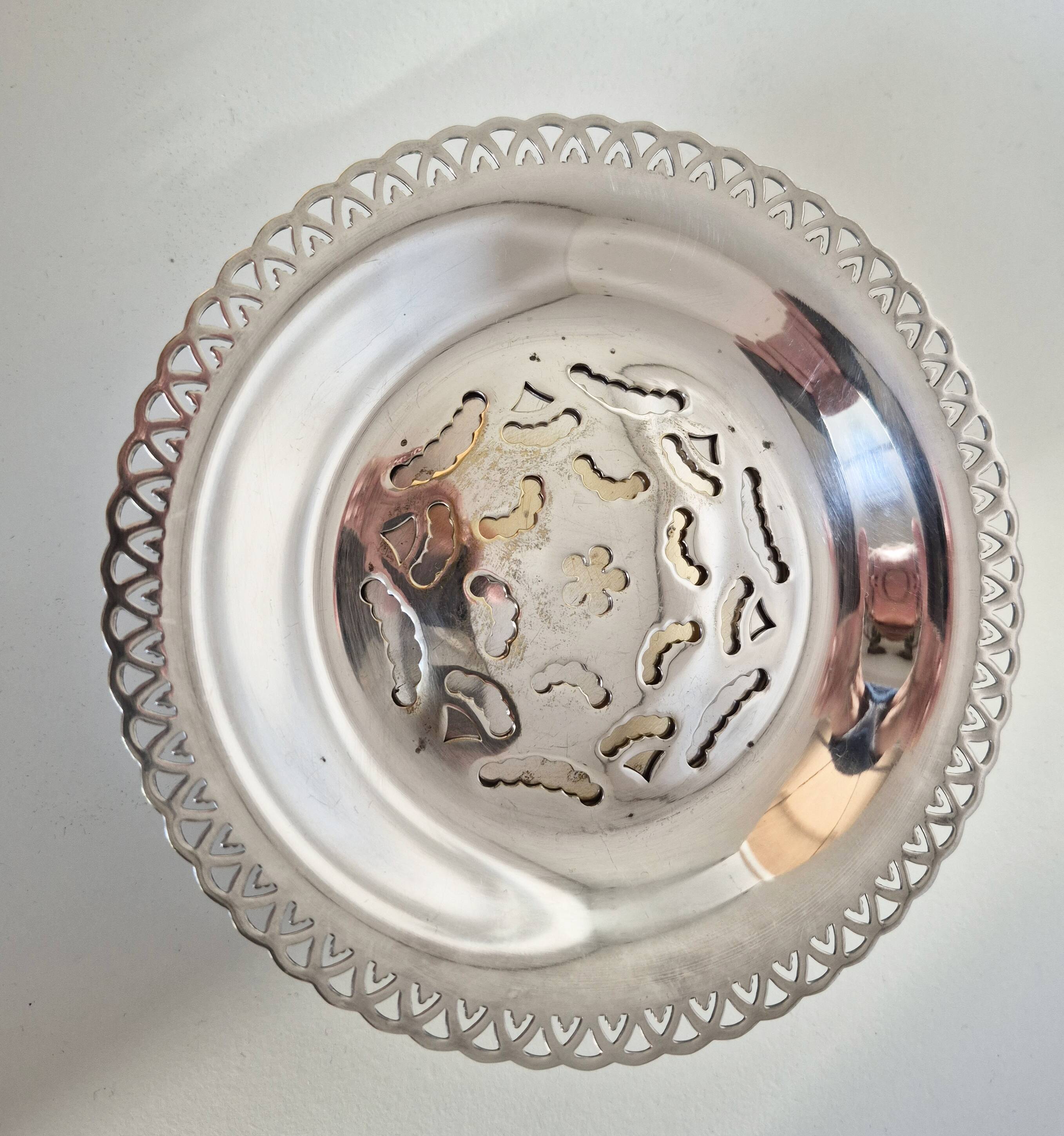 Beurrier Florador , style Coquillor,  en métal argenté  , années 50