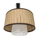 Vintage hanging lamp glass globe and raffia lampshade