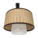 Vintage hanging lamp glass globe and raffia lampshade
