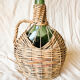 Old Green Glass Demijohn Plate with Woven Rattan