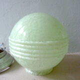 Ceiling light with green marbled opaline globe