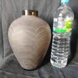 Art Deco /1910/40 moulded pressed smoked vase (30 cm)