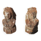 Old cast iron chenets bust of woman with braids