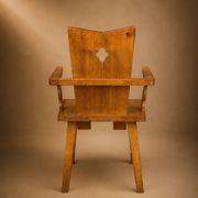 Pair of brutalist armchairs, oak, France, circa 1950.