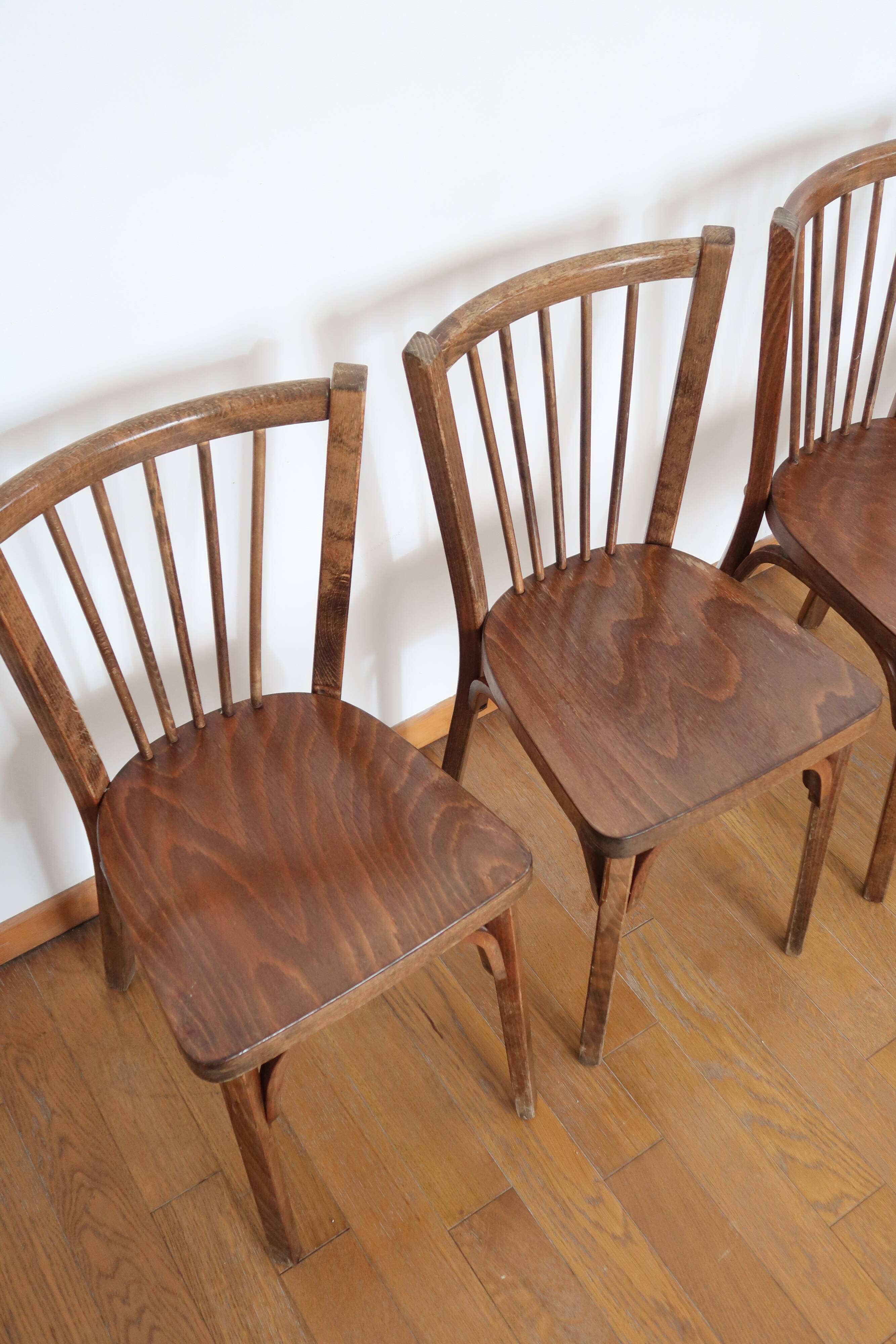 Lot de 5 chaises bistrot baumann vintage