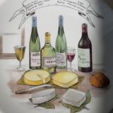 Plateau de fromages en porcelaine avec 6 assiettes assorties