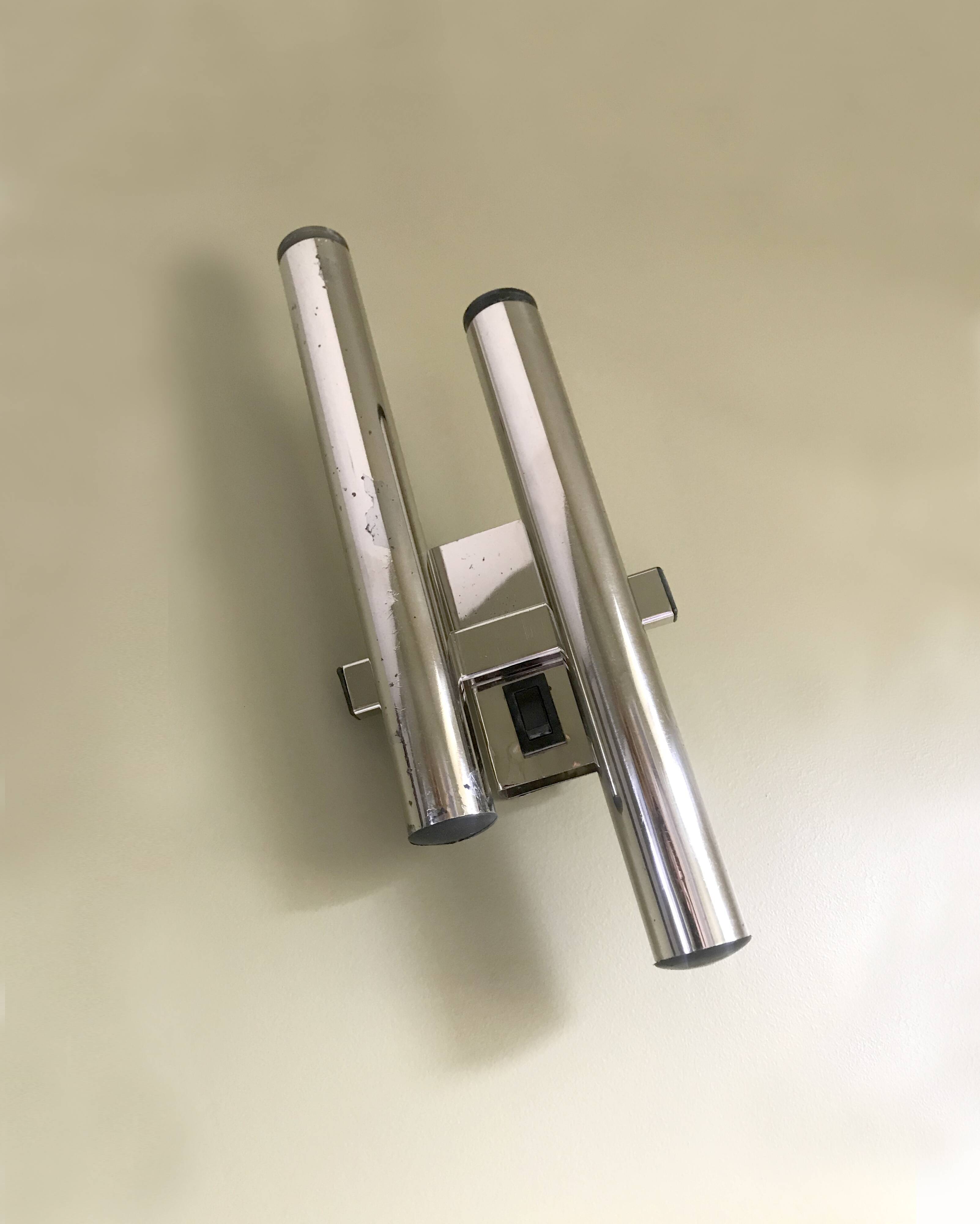 Pair of chromed sconces
