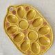 Vintage egg plate in majolica - 1970s