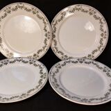 Set of 4 antique flat plates in half-porcelain from Badonviller