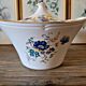 Soup tureen Moulin des Loups Volubilis, blue flowers and gilding