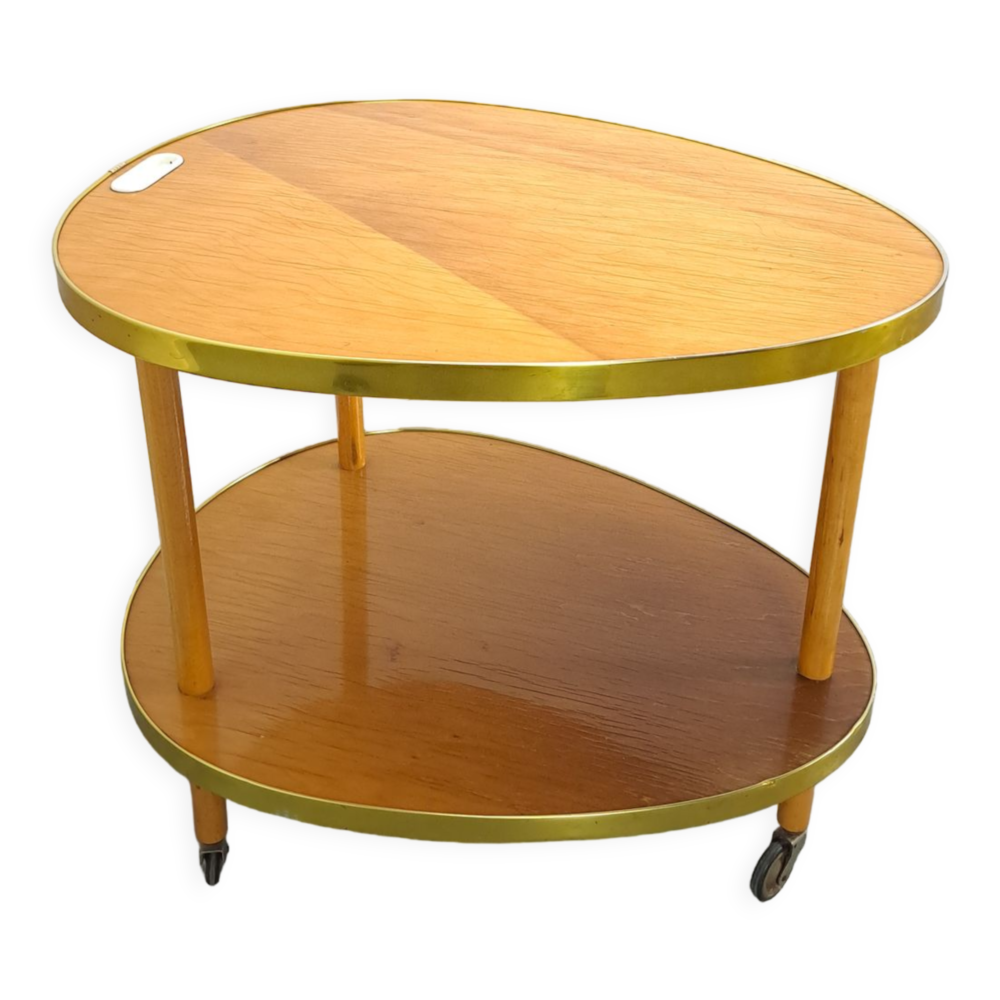 Table d’appoint vintage avec laiton et roues | Selency