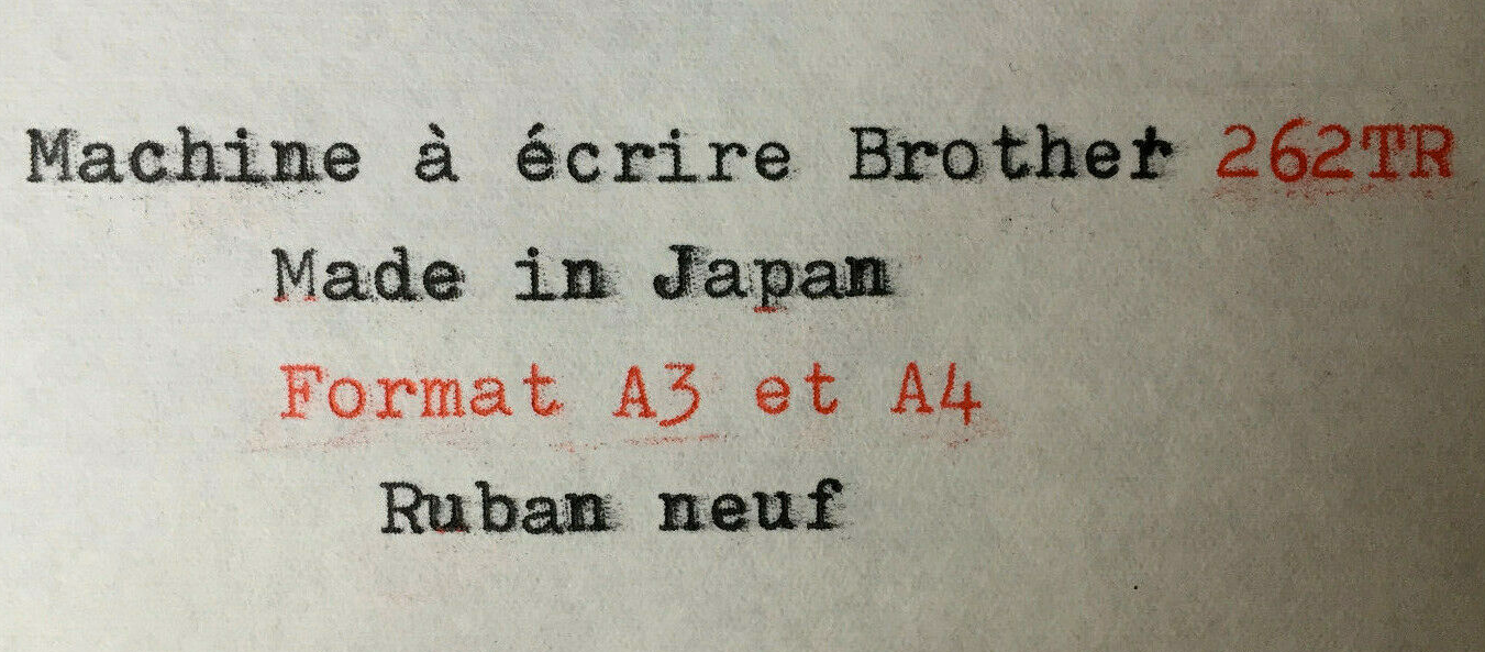 Typewriter Brother 262 TR made in Japan 70s. New ribbon, A3 and A4 format
