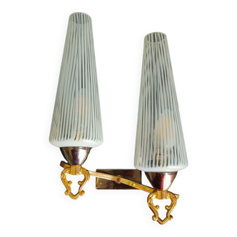Vintage Lunel two-light wall light