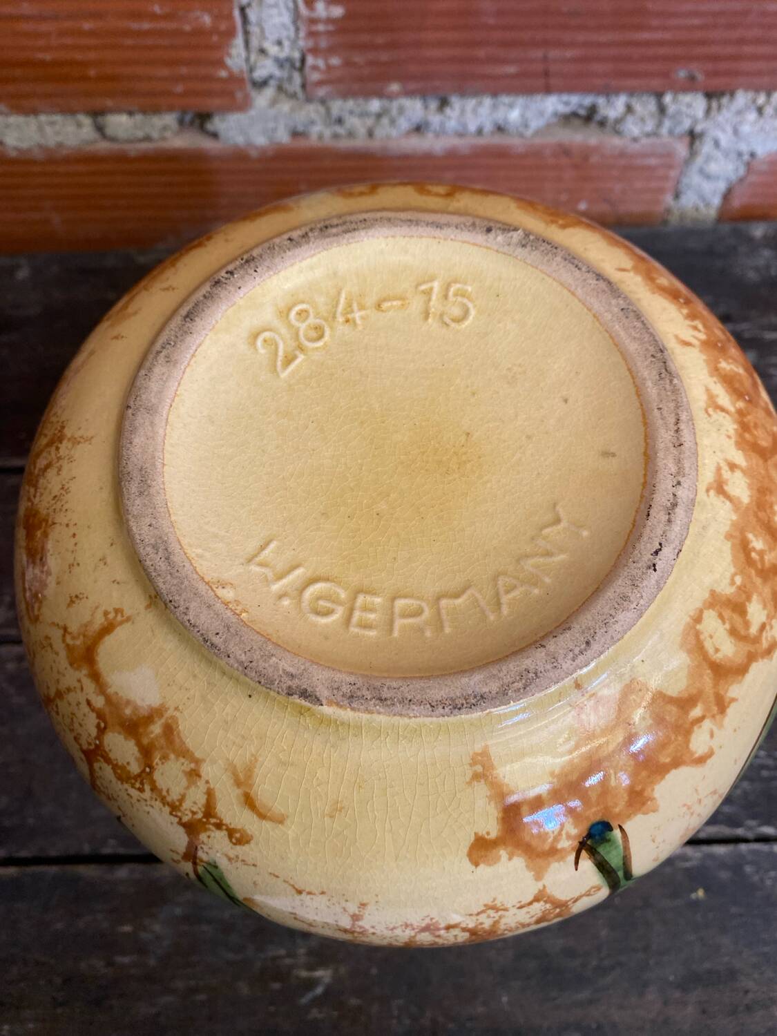 Vintage Polychrome Ceramic Ball Vase Flowers West Germany
