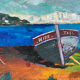 Suite de 3 huiles sur panneaux - paysages marins
