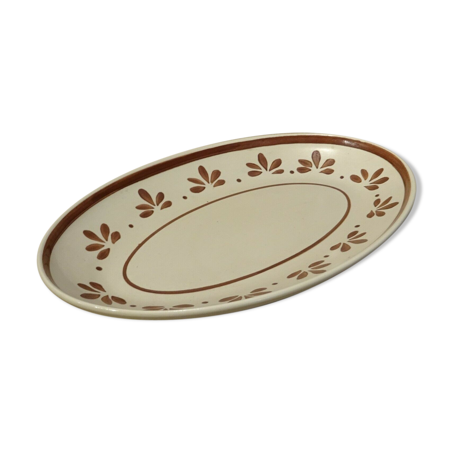 Ravier earthenware Salins décor Jurançon painted vintage hand