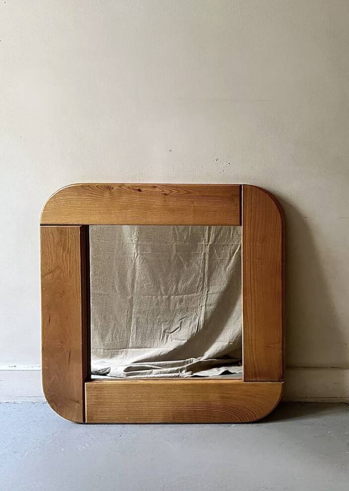 Large oak mirror 78x78, Maison Regain 1978