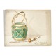 Old watercolor depicting a still life at the tea box