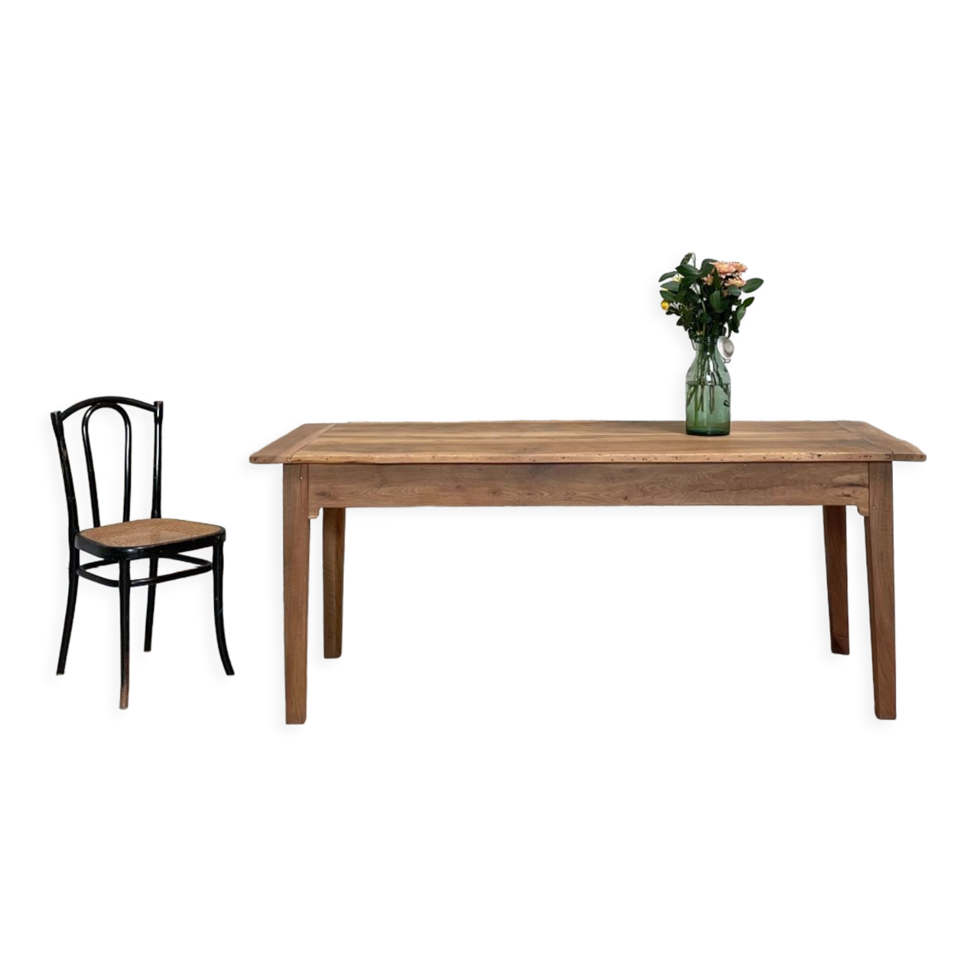 Vintage farmhouse table with spindle legs.