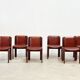 Set of six leather Italian dining chairs