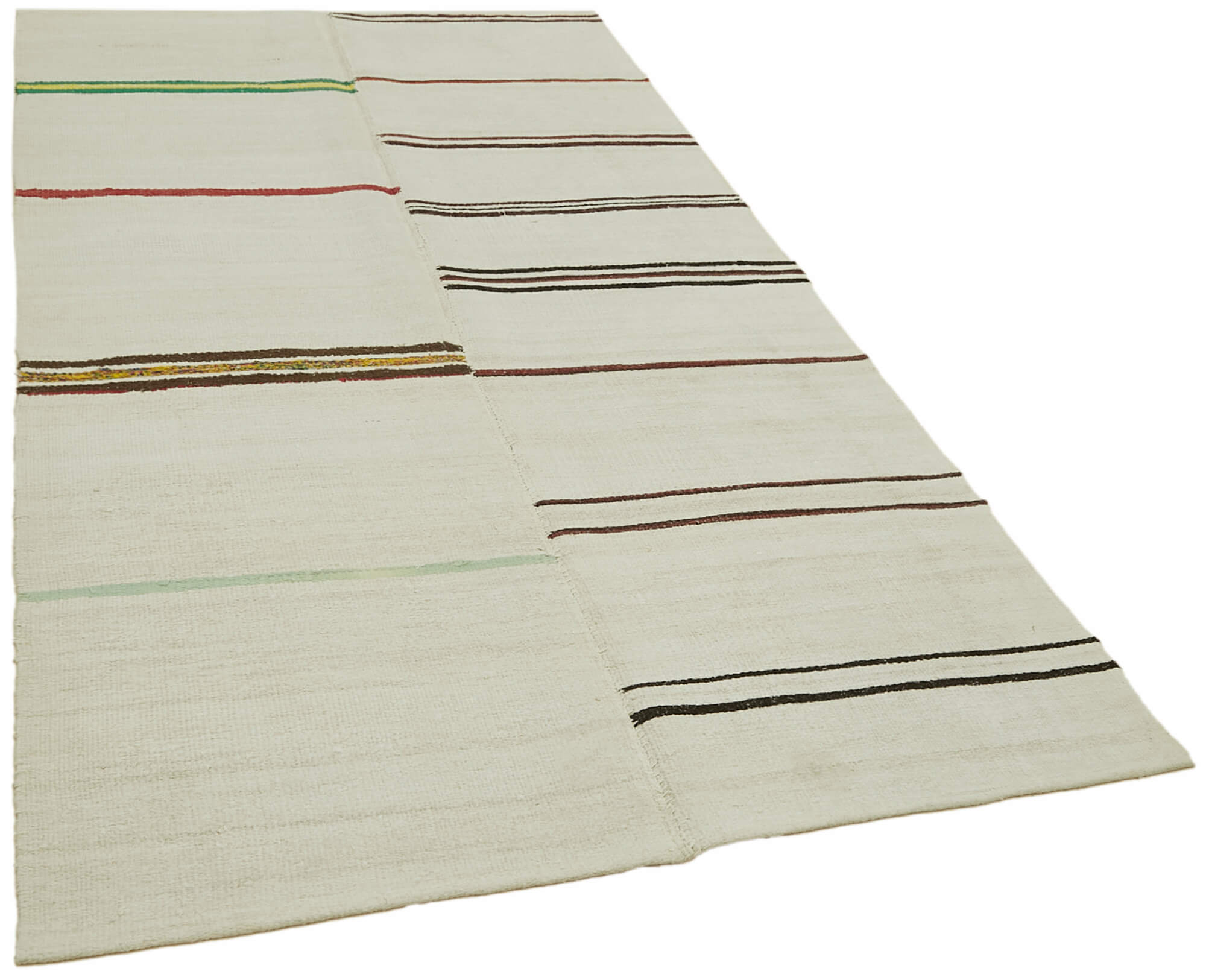 Hand-knotted turkish unique 1970s 138 cm x 260 cm beige hemp kilim carpet