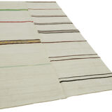 Hand-knotted turkish unique 1970s 138 cm x 260 cm beige hemp kilim carpet