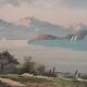 Tableau paysage montagne lac alpes signé pini années 1950