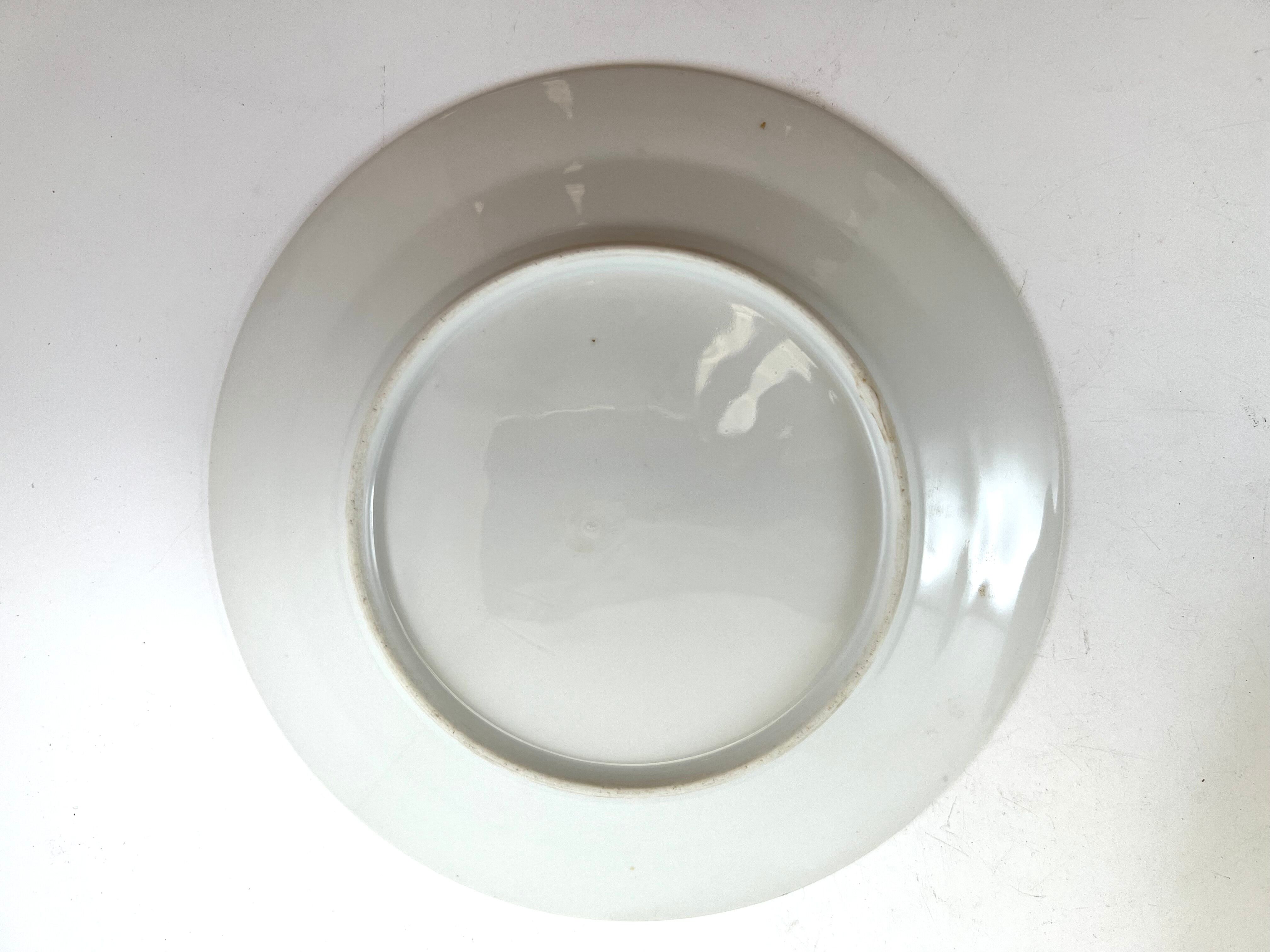 5 assiettes dessert blanche avec liseré vert 19,5cm