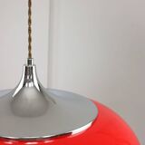 Grande suspension rouge Space Age de Guzzini, années 1960