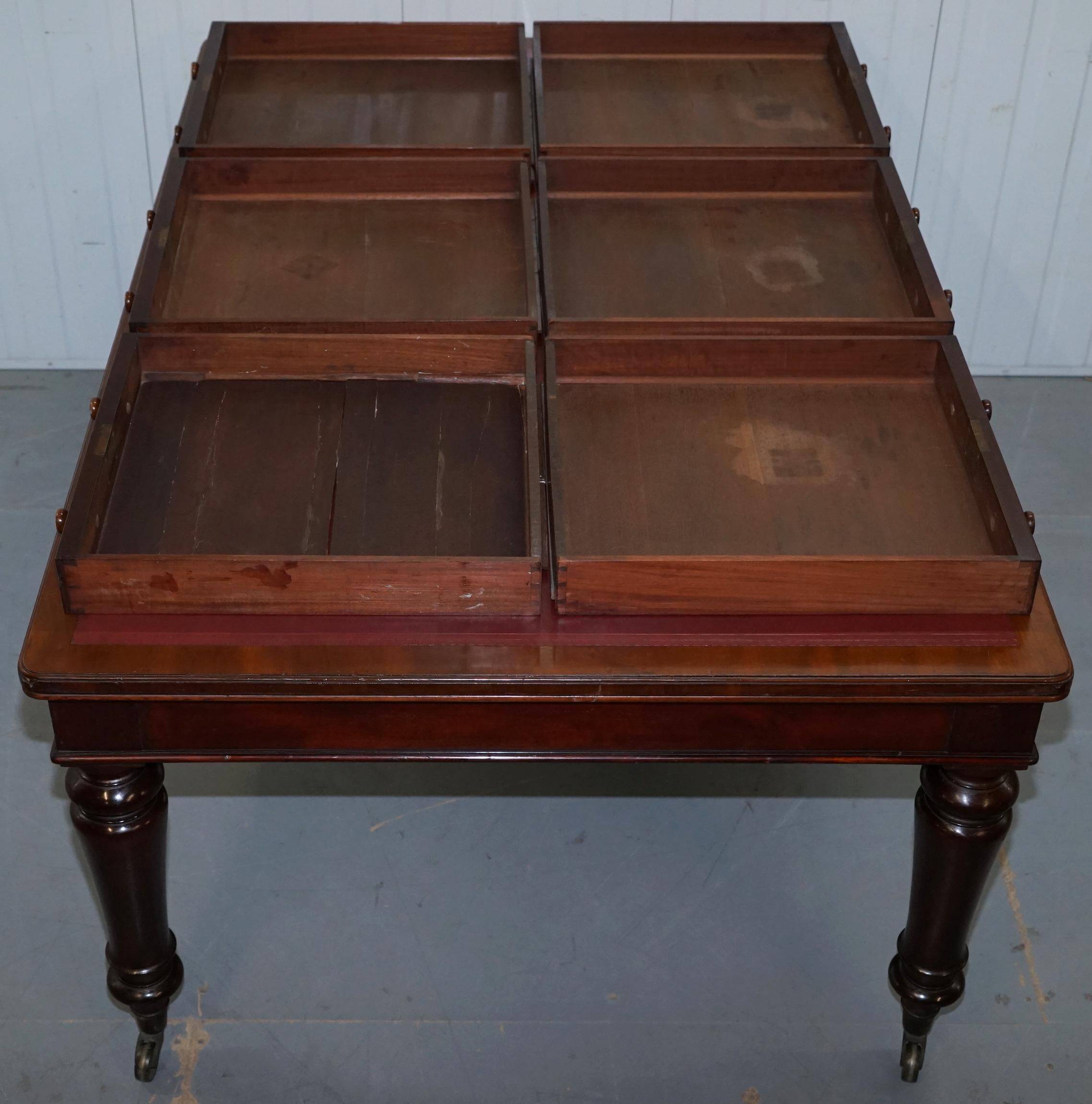 Rare double-sided desk in hardwood by Holland and Sons, Victorian era.