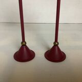 Pair of vintage burgundy candlesticks