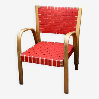 Fauteuil Bow Wood Steiner lamelles rouges