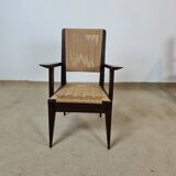 4 French mahogany and rope chairs 1950s