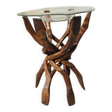 Rare pied six branches entrecoisées et plateau verre