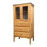 Art Deco glass-fronted Parisian buffet in raw wood