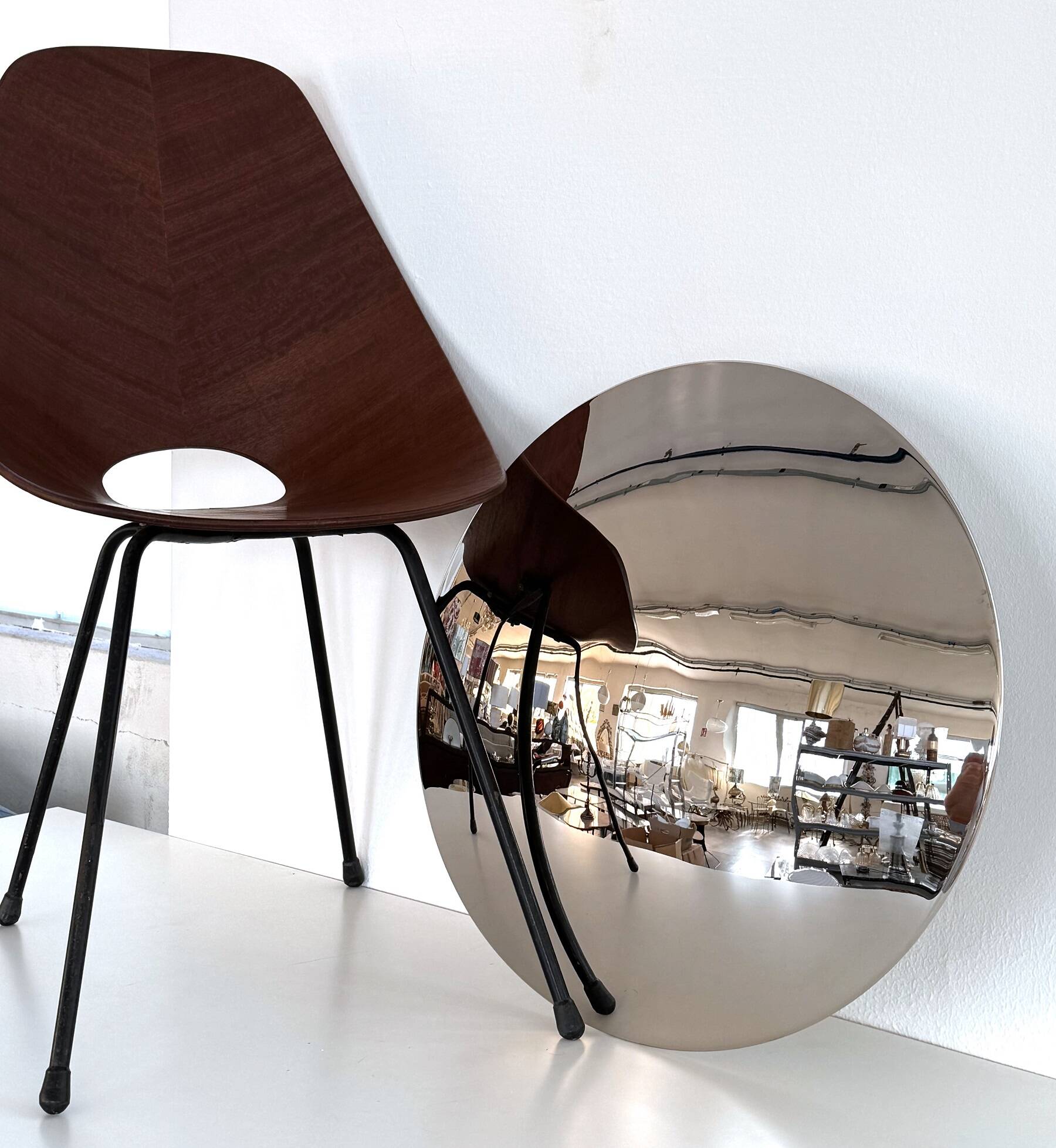 Florian Schulz Large Flush Mount Light Sela in polished Nickel, 1970s
