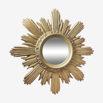 Golden wood sun mirror 46 cm