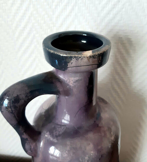 Vintage cracked ceramic bottle vase
