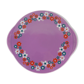 1970s CAKE PLATE staffel-keramik purple glaze with flower decor