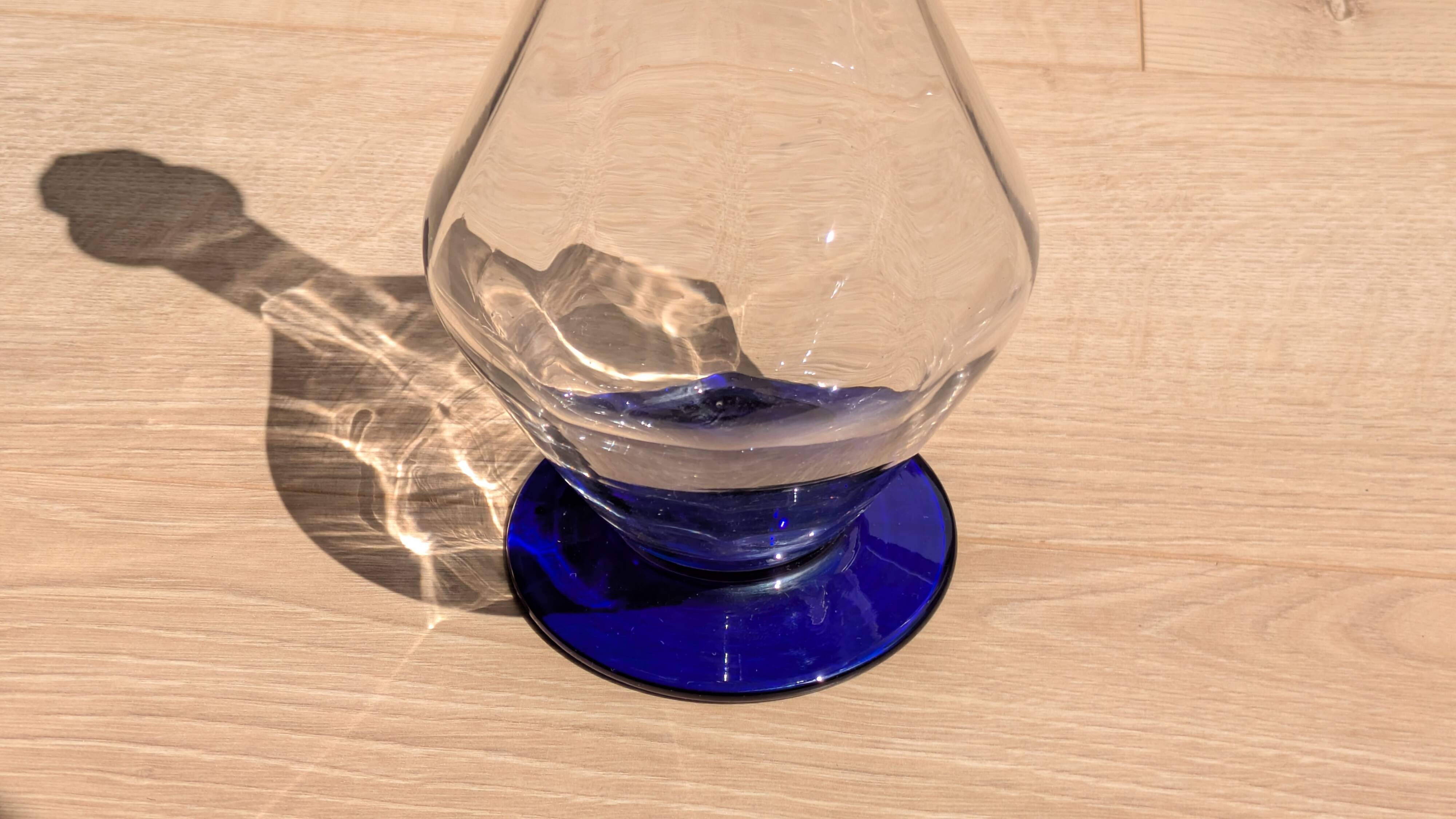 Elegant Two-Tone Carafe - Blown Glass White & Cobalt Blue - Murano Style