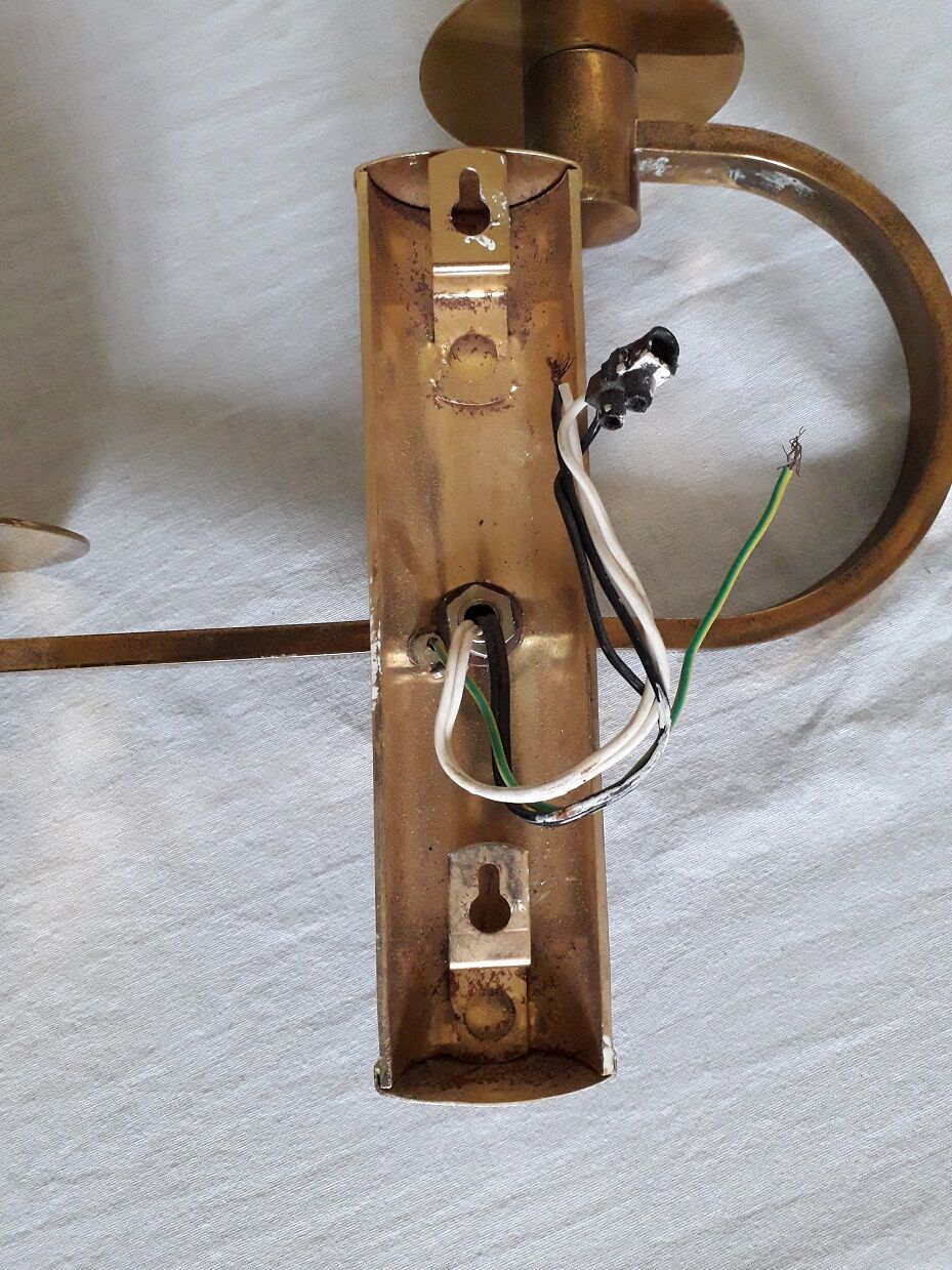 Pair of double brass wall lamps
