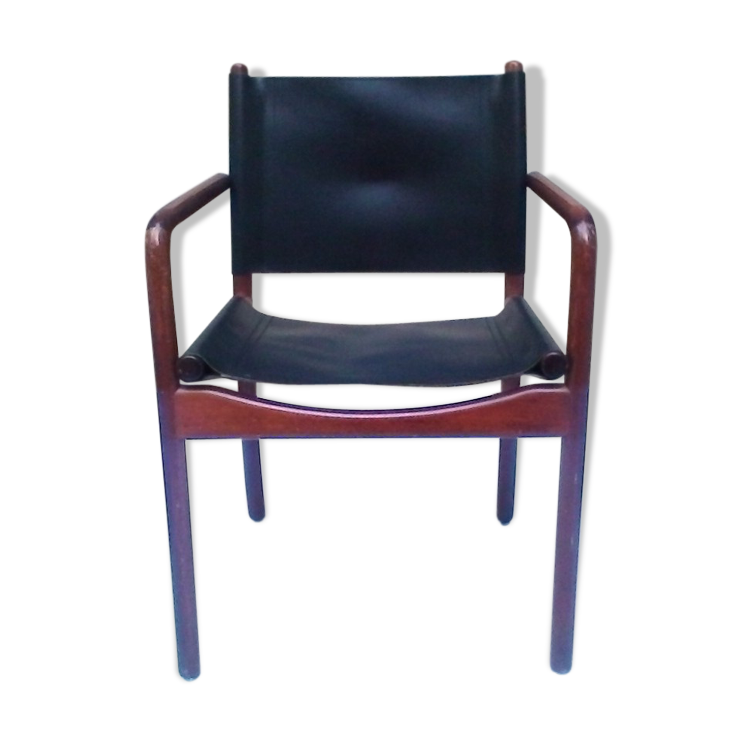 Fauteuil bois et cuir