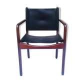 Wooden and leather armchair