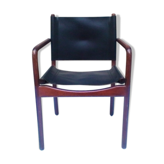 Fauteuil bois et cuir