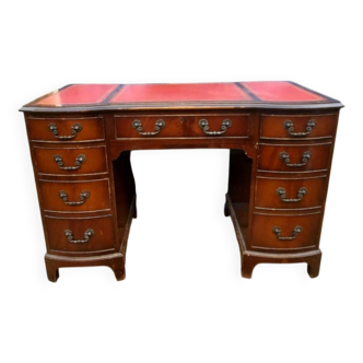 old flamed desk with serpentine pedestal, English, early 20th century