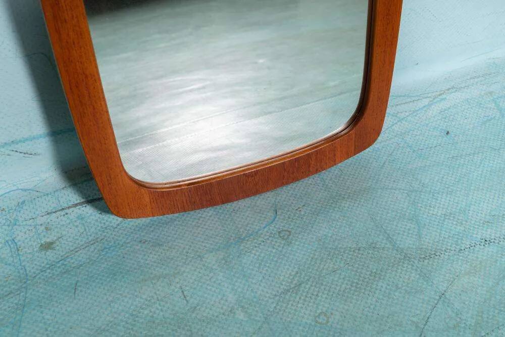 Vintage organic mirror from the 1960s in teak, mid-century mirror.